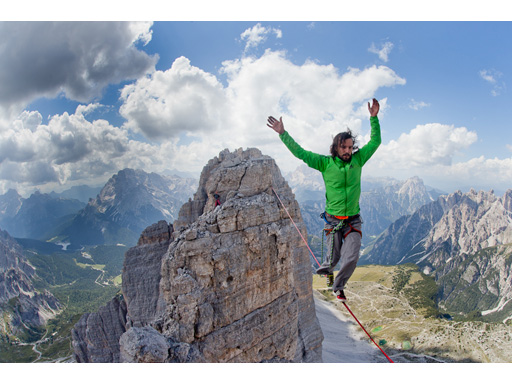 The perfect Highlinespot on the 'Cima Piccola' (small battlement) between the lower and main summit The perfect Highlinespot on the 'Cima Piccola' (small battlement) between the lower and main summit