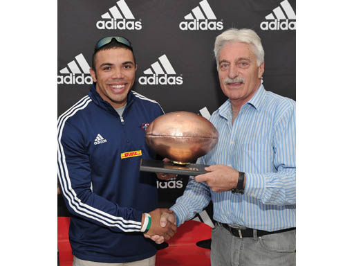 Bryan Habana presented with an adidas Golden Ball Bryan Habana presented with an adidas Golden Ball