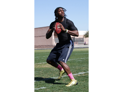Robert Griffin III working on his drop backs in the adizero 5-Star Mid Robert Griffin III working on his drop backs in the adizero 5-Star Mid