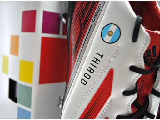 Close up of Leo Messi miadidas boots Close up of Leo Messi miadidas boots