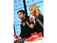Tennis Legend Steffi Graf and Olympic medallist Fernando Gonzalez visit the adidas London 2012 Media Lounge.