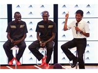 Emmanuel Kipchirchir, Wilson Kipsang and Haile Gebrselassie join adidas at the London 2012 Media Lounge.