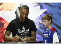 Damian Lillard of Portland Trail Blazers at adidas Store during NBA All-Star