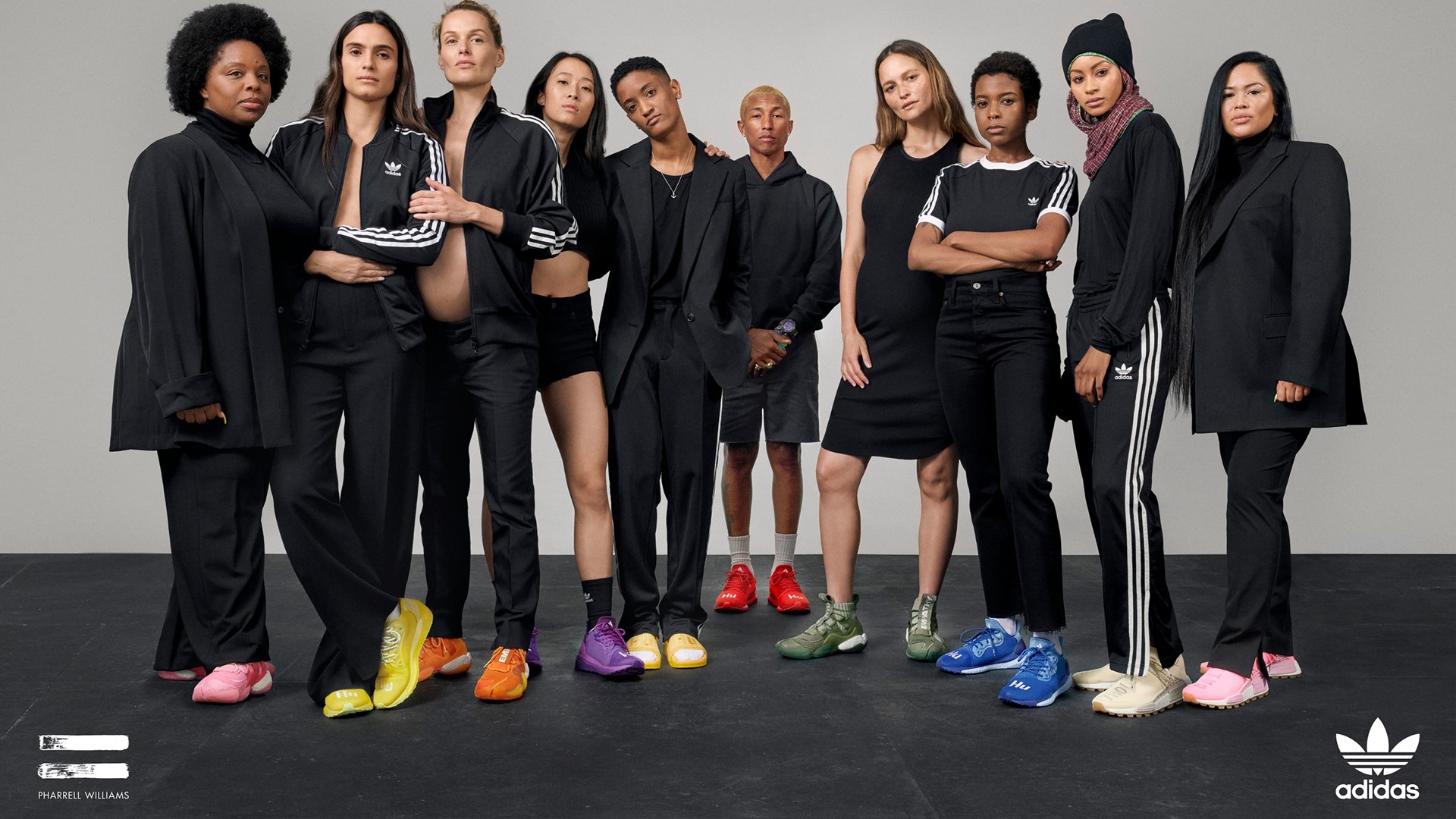 Petulance Exclamation point Alienate adidas originals by Pharrell Williams announce now is her time collection