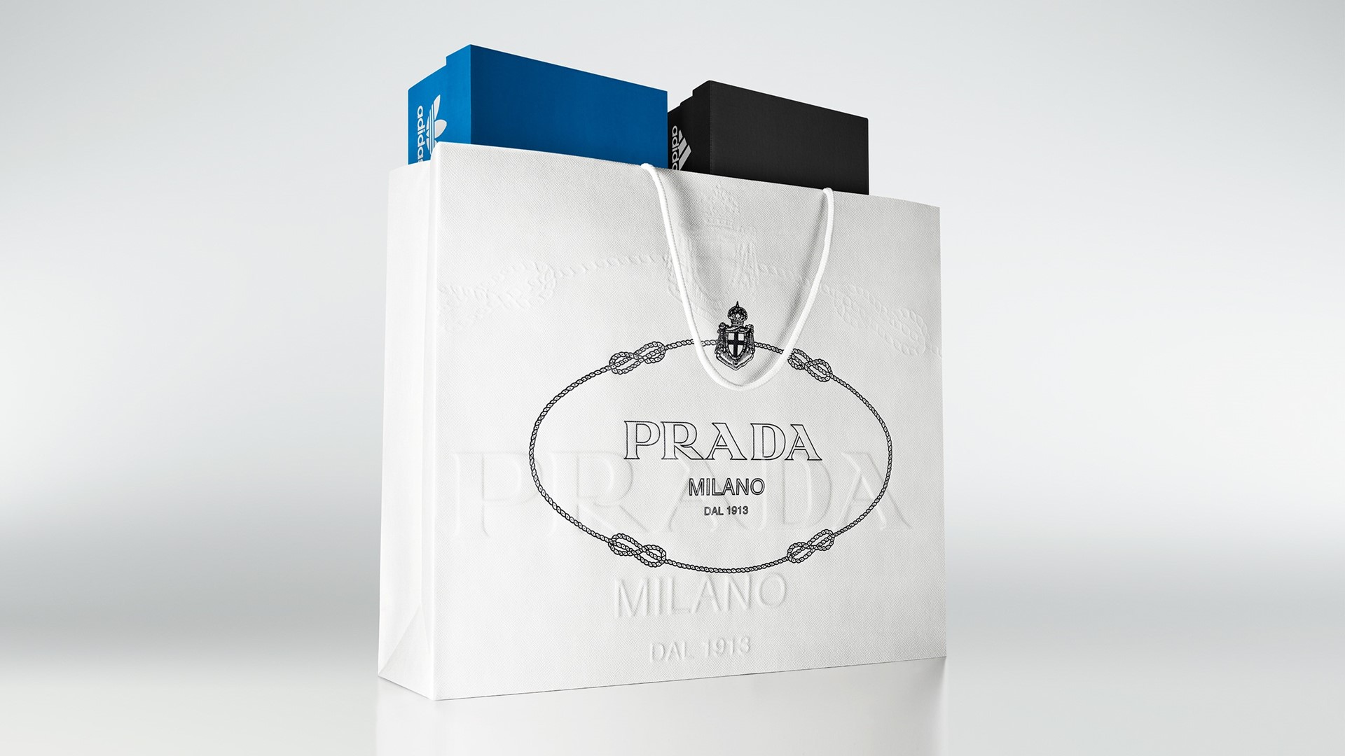 New Prada Paper Gift Shopping Bag Milano White Authentic Bag Designer