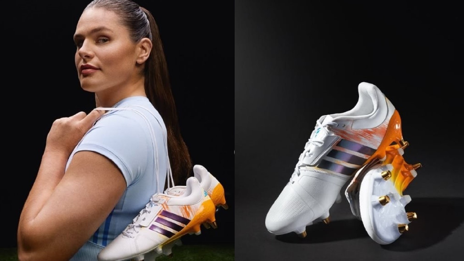 Ilona Maher showcases the latest adizero RS15 rugby boots helping players unleash speed and power with control