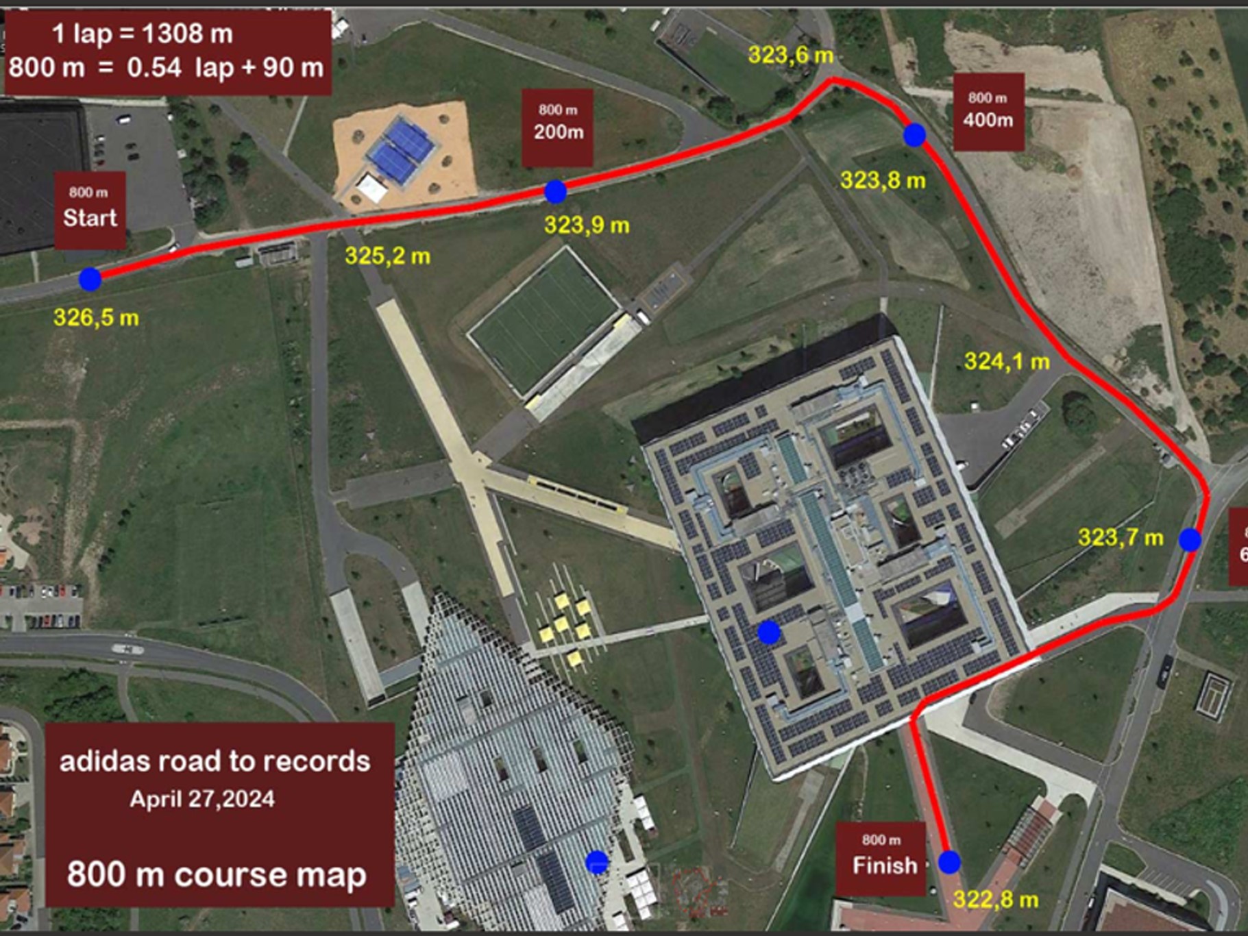 Adizero Road to Records Course Map 800M