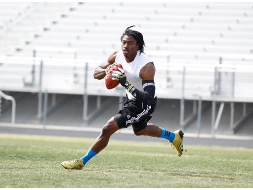 Robert Griffin III training in the adizero 5-Star Mid Robert Griffin III training in the adizero 5-Star Mid