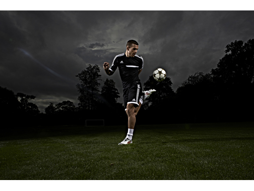 Lukas Podolski shows his skills in his new personalised miadidas f50 football boots Lukas Podolski shows his skills in his new personalised miadidas f50 football boots