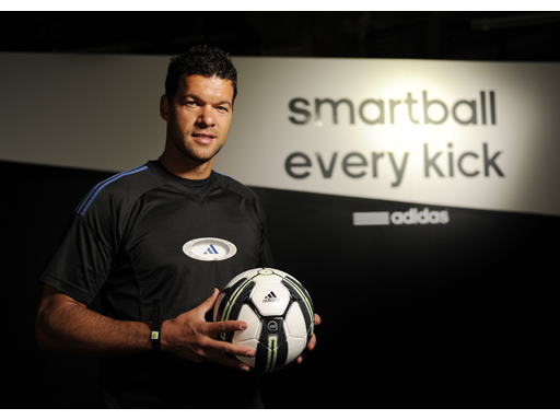 Michael Ballack holding the adidas Smart Ball Michael Ballack holding the adidas Smart Ball