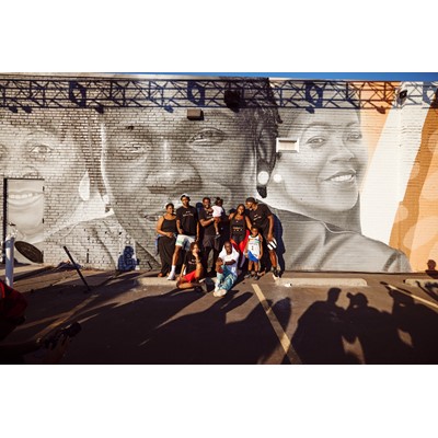 Anthony Edwards with his Mural commemorating the AE 1 in Oakland City Atlanta