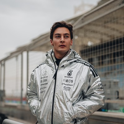 George Russell in the adidas CLIMACOOL System at Bahrain testing