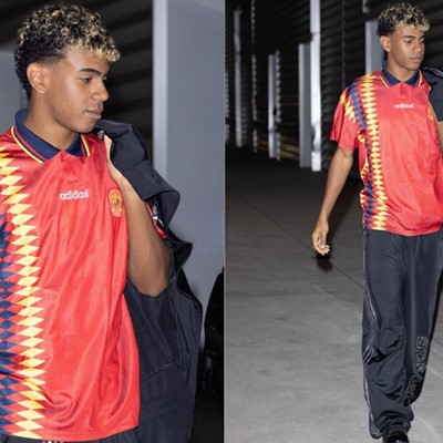 Lamine Yamal spotted at an adidas World Cup shoot wearing the