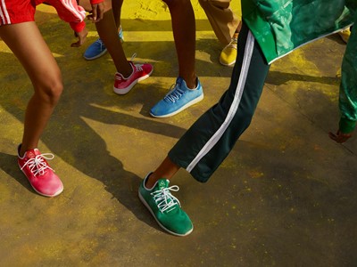 +H21254 adidas Originals PHARRELL WILLIAMS Hu Holi adicolor Key Visual Footwear Shot Multicolor