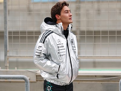 George Russell in the adidas CLIMACOOL System at Bahrain testing