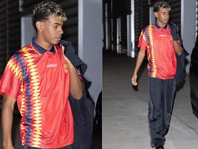 Lamine Yamal spotted at an adidas World Cup shoot wearing the unreleased 94 Spain Bring Back Jersey and adidas