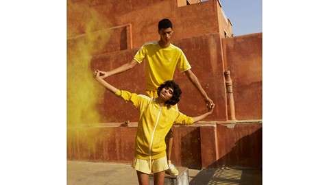 +H21254 adidas Originals PHARRELL WILLIAMS Hu Holi adicolor Key Visual Footwear Shot Yellow
