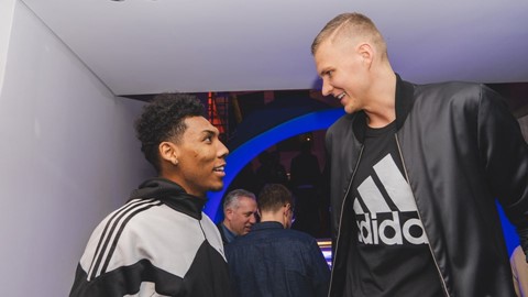 Allonzo Trier and Kristaps Porzingis New York Knicks