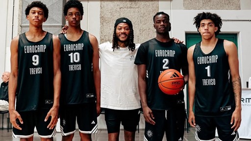 NBA legend Derrick Rose talks about dedication and stamina with some of the best young players at the adidas Eurocamp