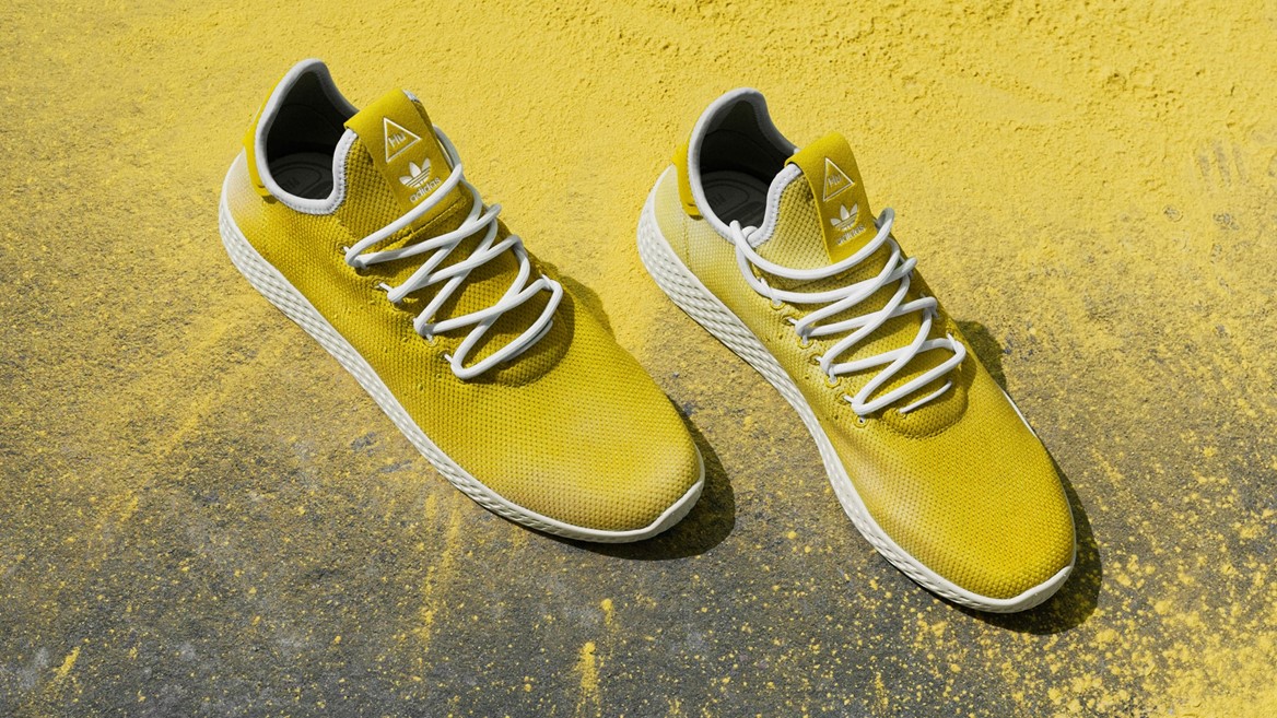 +H21254 adidas Originals PHARRELL WILLIAMS Hu Holi adicolor Key Visual Footwear Shot Yellow