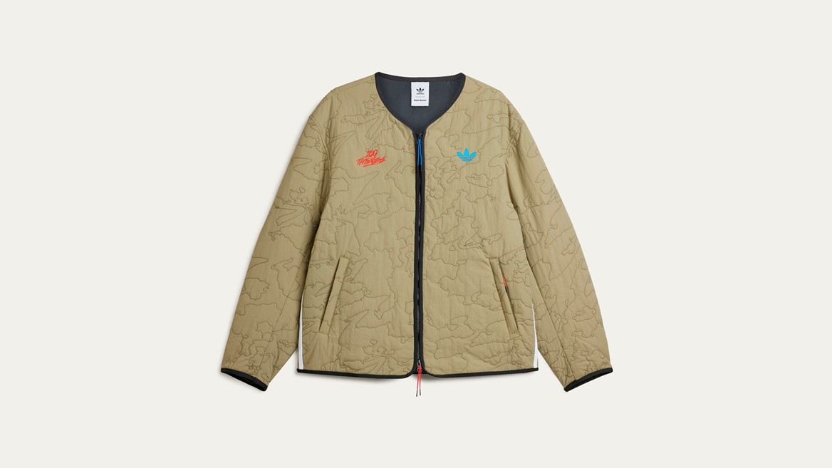 週末値引　新品試着のみ:adidas2025AWキルトジャケット&ニット帽 adidas Originals and 100 Thieves Unveil SS 2025 collection