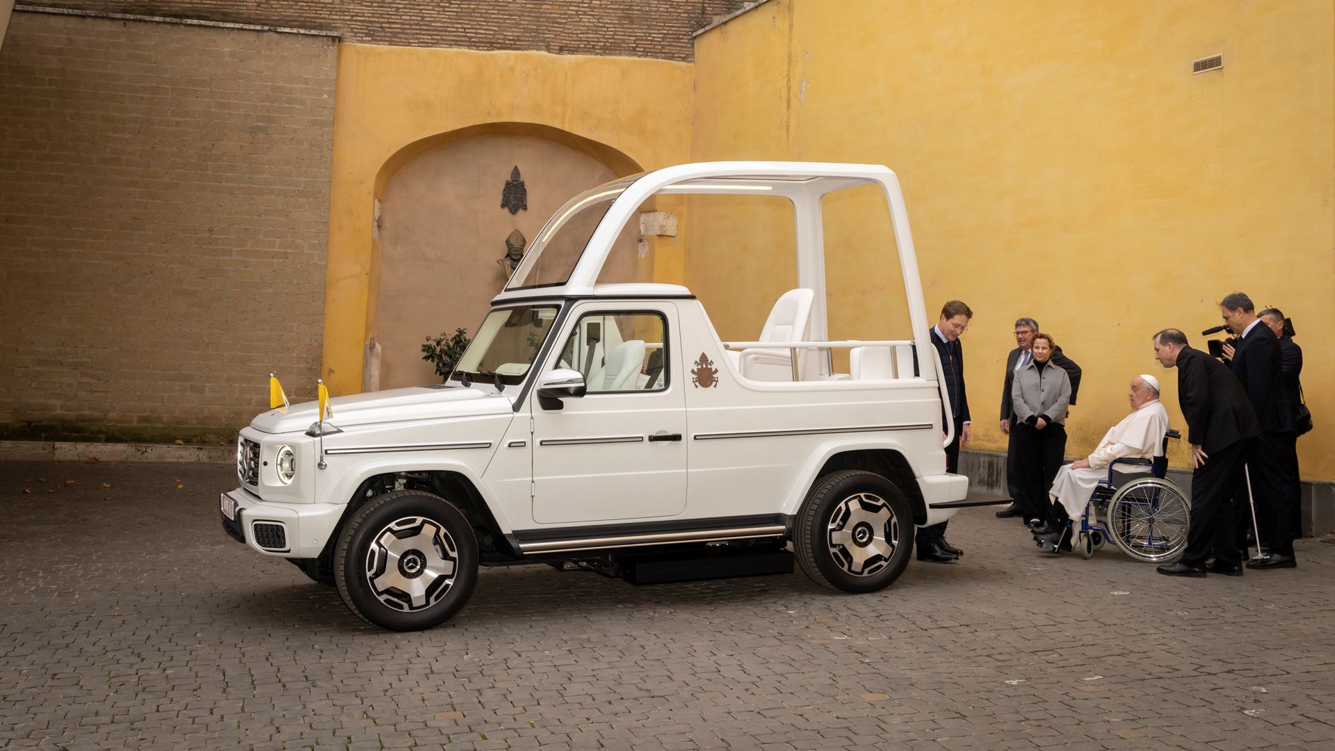 Pope Francis Receives First Electric Popemobile From Mercedes Benz