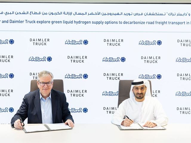 Daimler Truck Masdar Explore Liquid Green Hydrogen Supply Options for Freight Transport