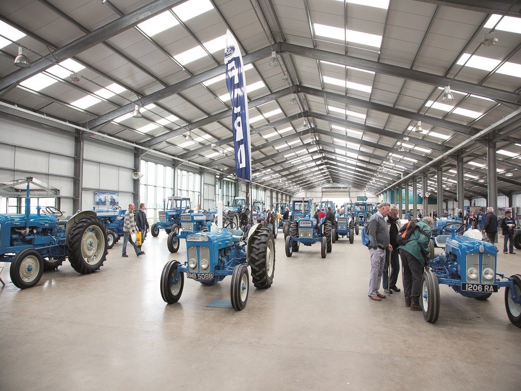 Some of the historic Ford tractors assembled for the Blue Force 1000 event