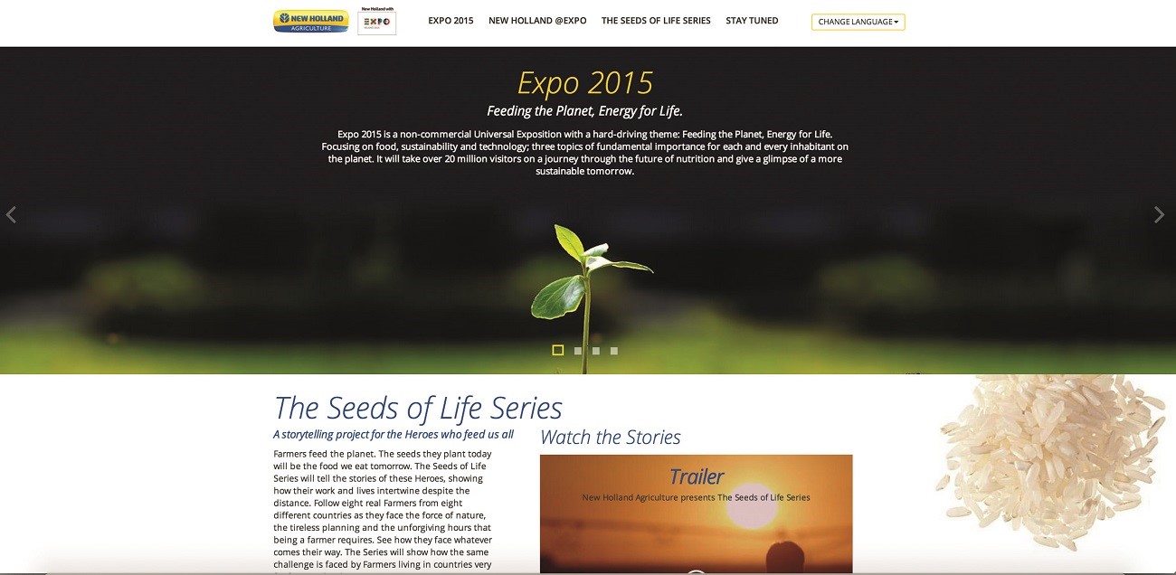 Seeds of life section on the New Holland EXPO 2015 Website
