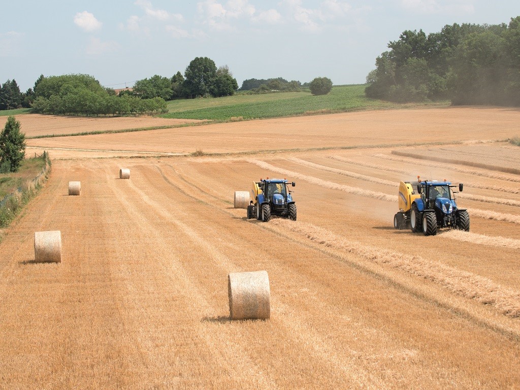 New Holland Roll-Belt™ 180 with the New ActiveSweep™ option baling straw