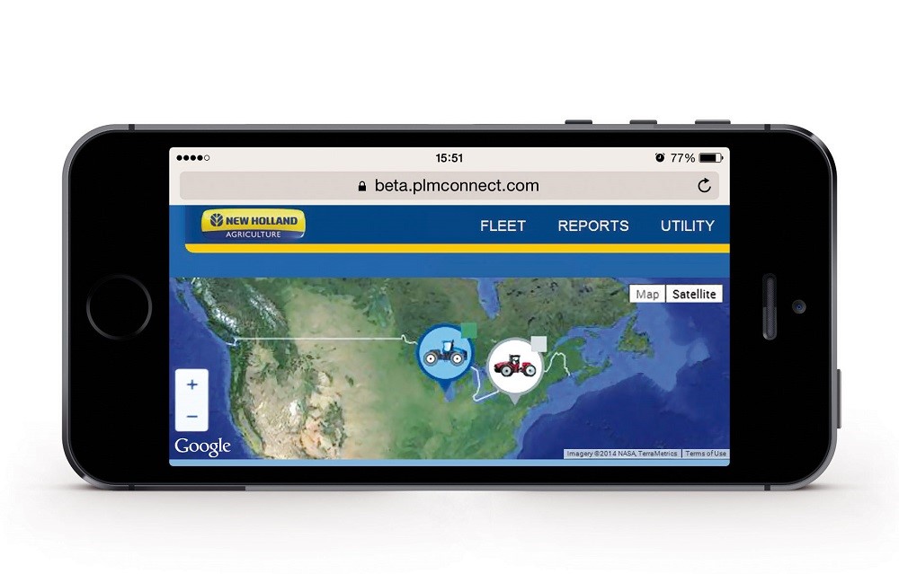 New Holland PLM® Connect eases fleet management, large or small - mobile device screen