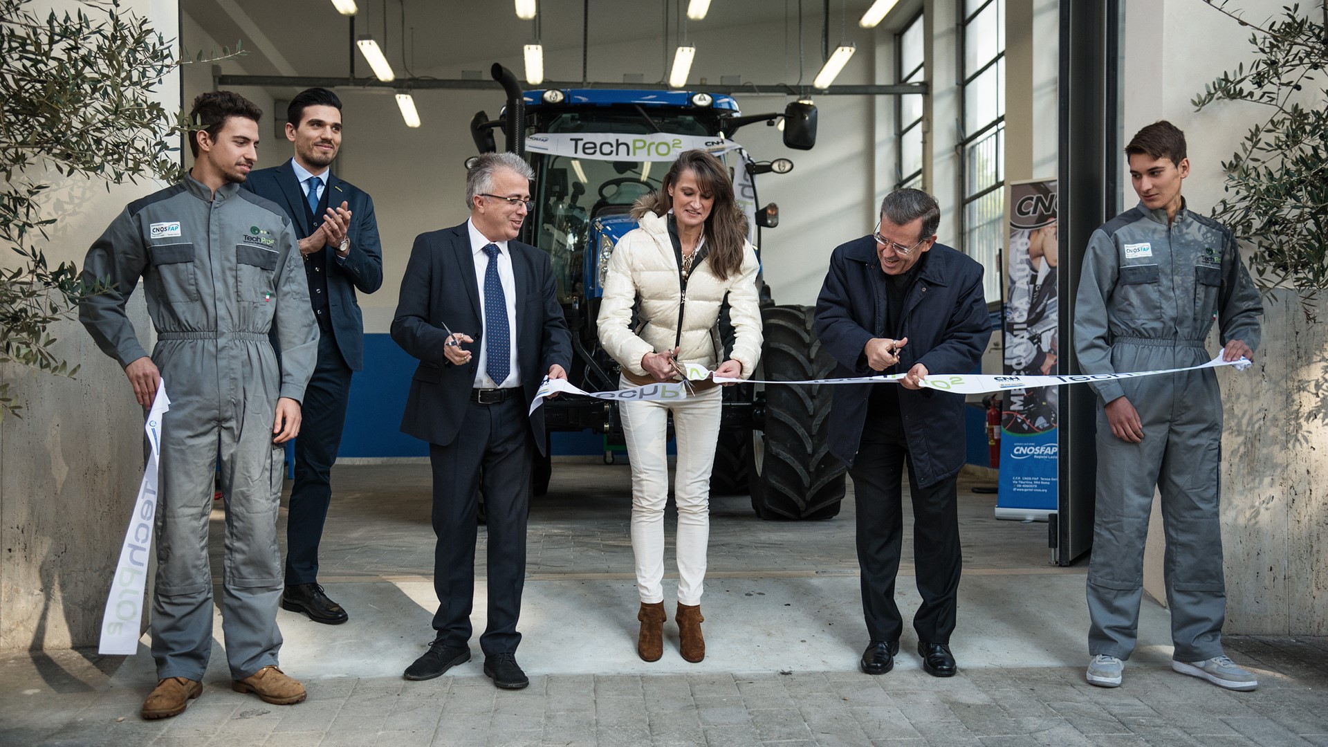 The ribbon cutting ceremony for the new CNH Industrial - Salesian training program in Rome, Italy