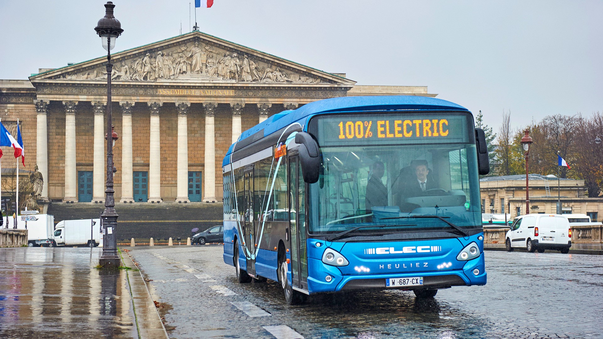 The Heuliez Bus GX ELEC electric bus being road tested in Paris