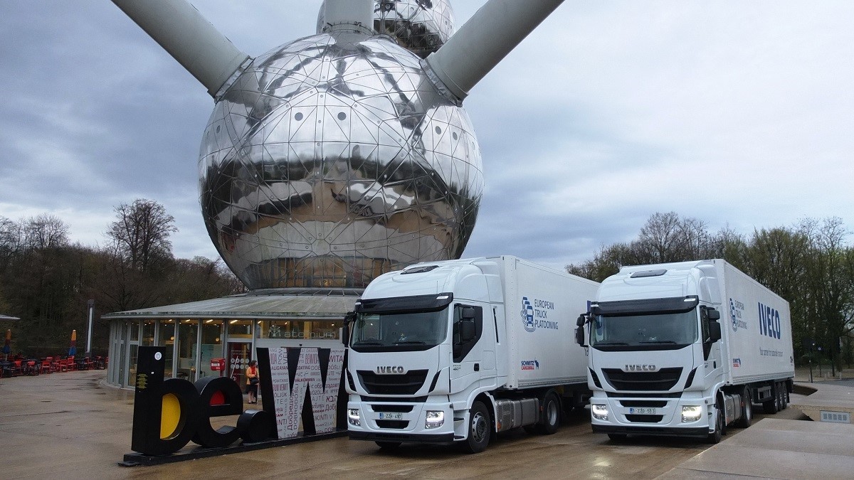 Iveco Stralis Hi-Way trucks set for departure from Brussels for European Truck Platooning Challenge