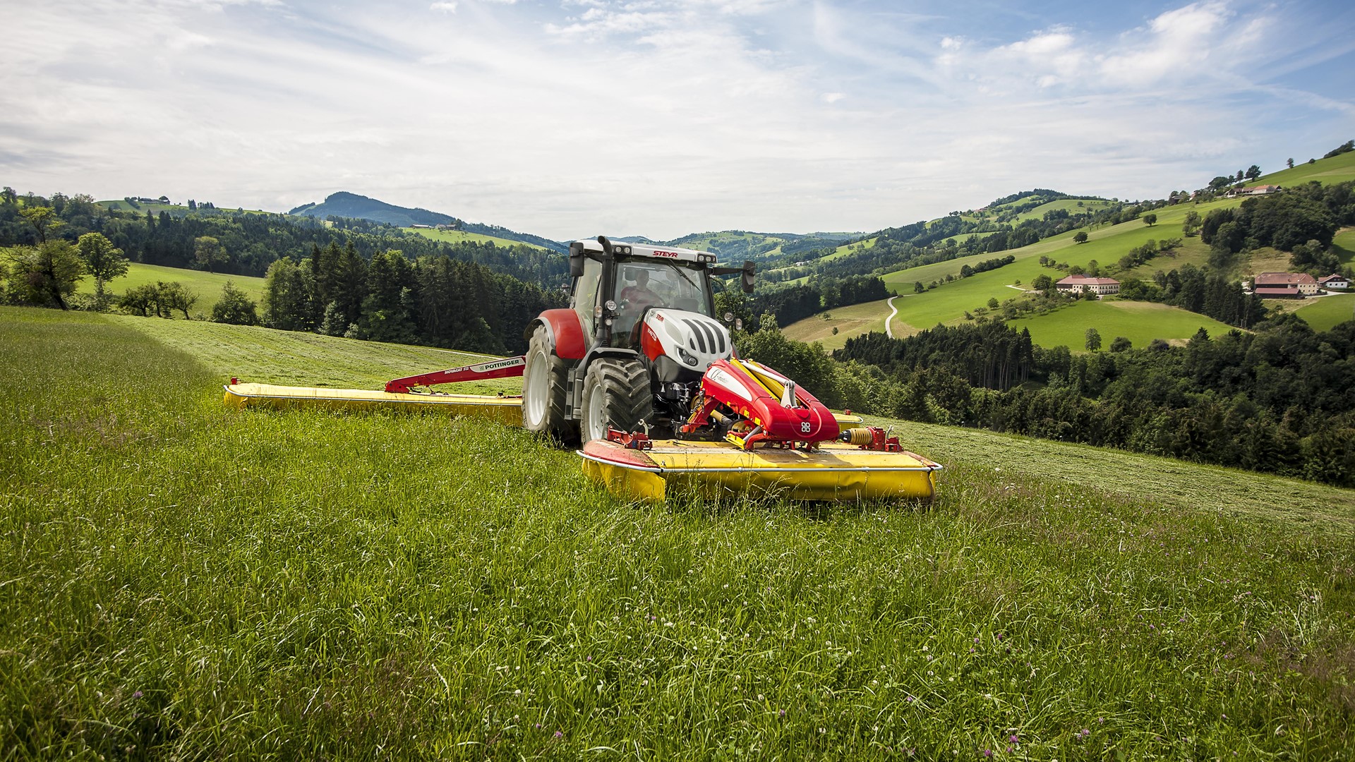 Steyr Profi 6145 with front and rear mower