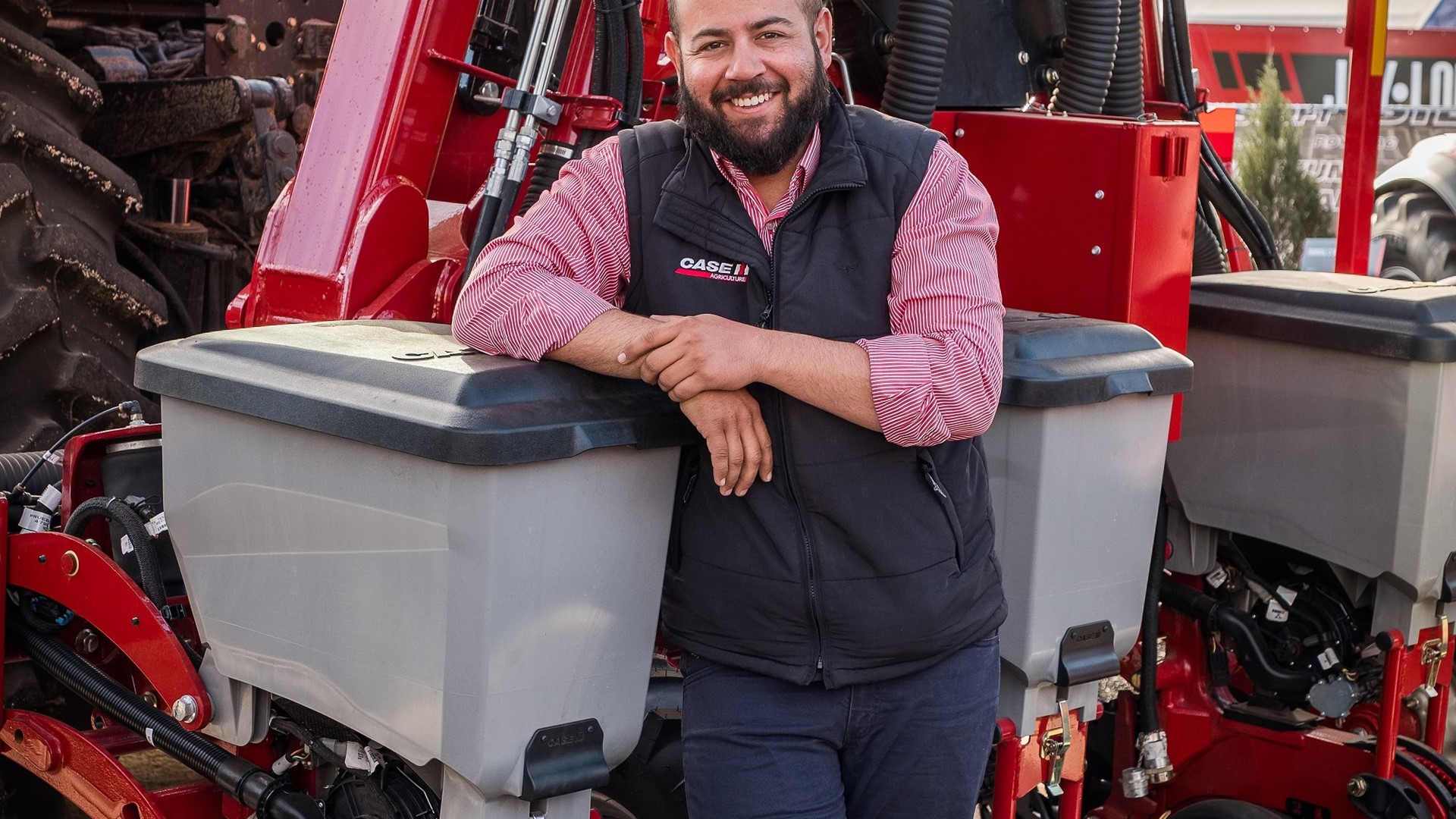 Andrew Kissel with the Early Riser planter at this year’s AgQuip field days at Gunnedah