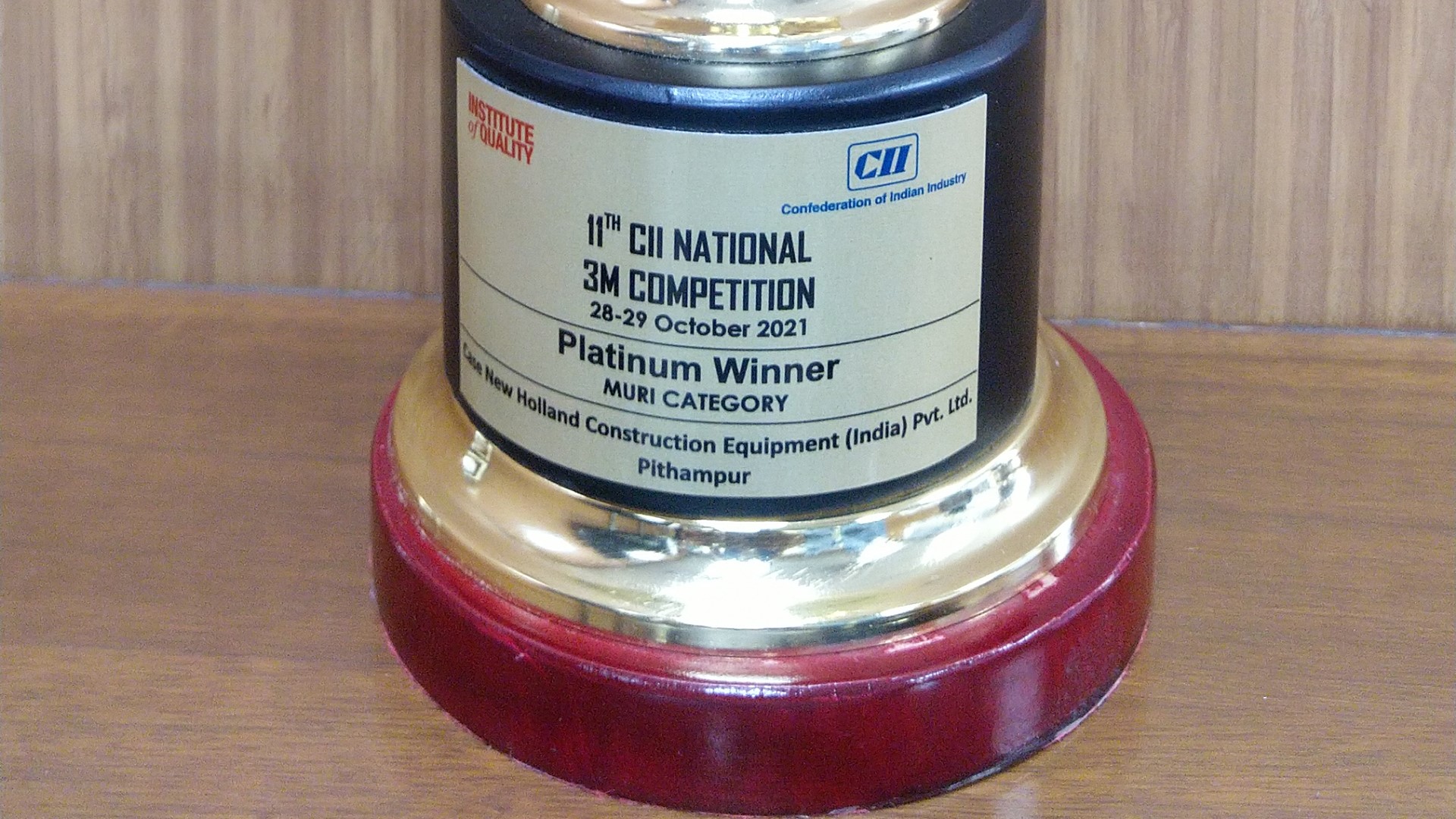 CASE CE Platinum award trophy - 2021