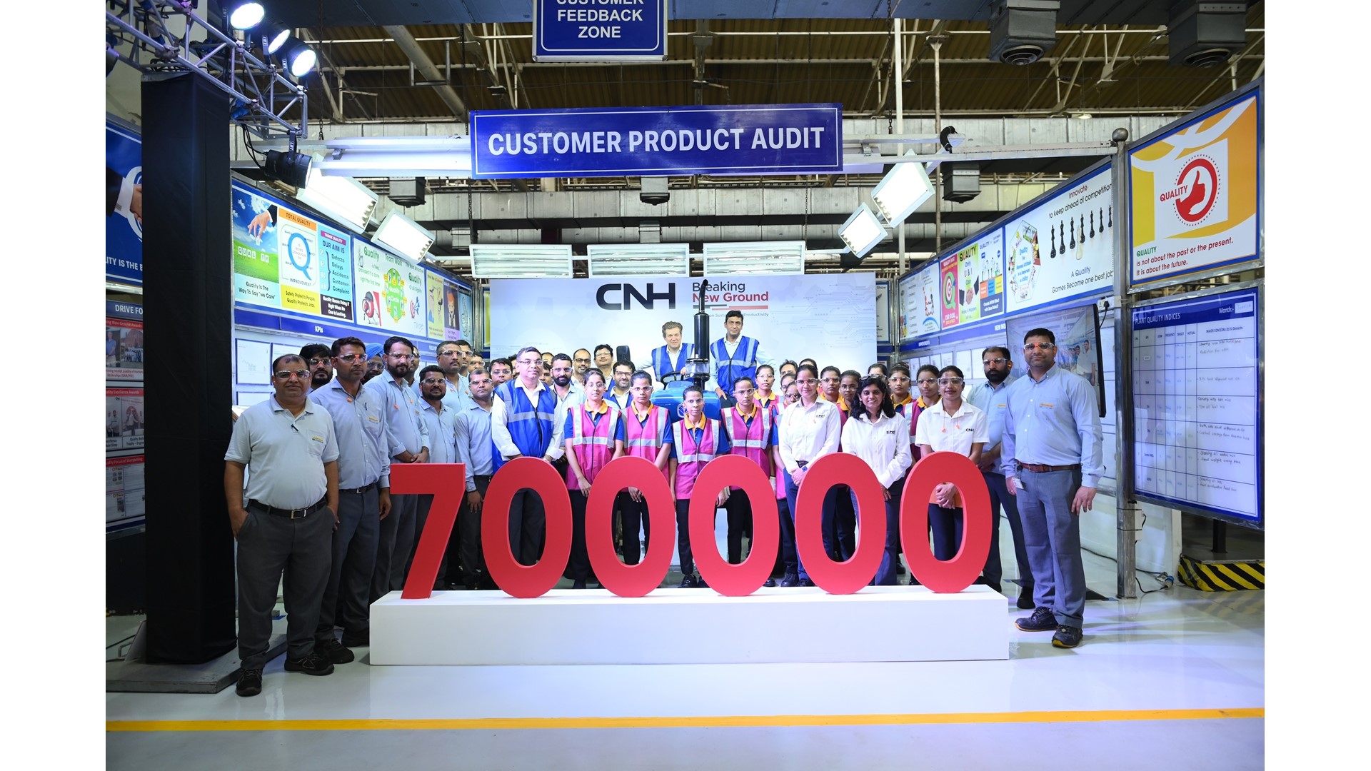 CNH Team at the rollout of 7 00 000th tractor from Greater Noida Plant