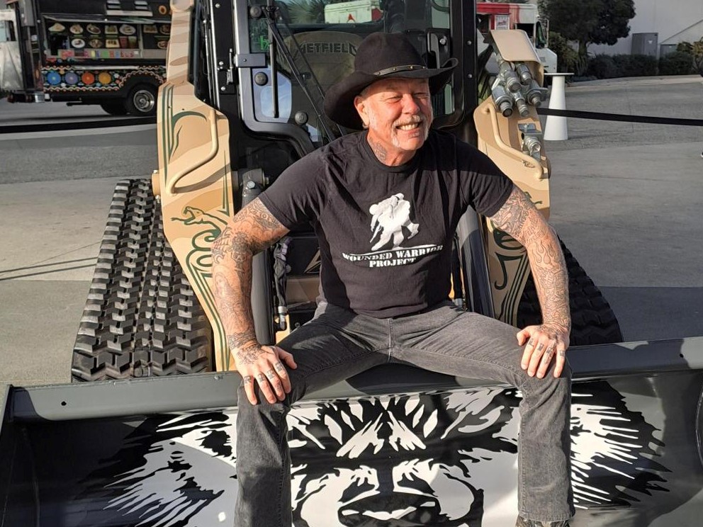 Metallica frontman James Hetfield with the special edition CASE compact track loader