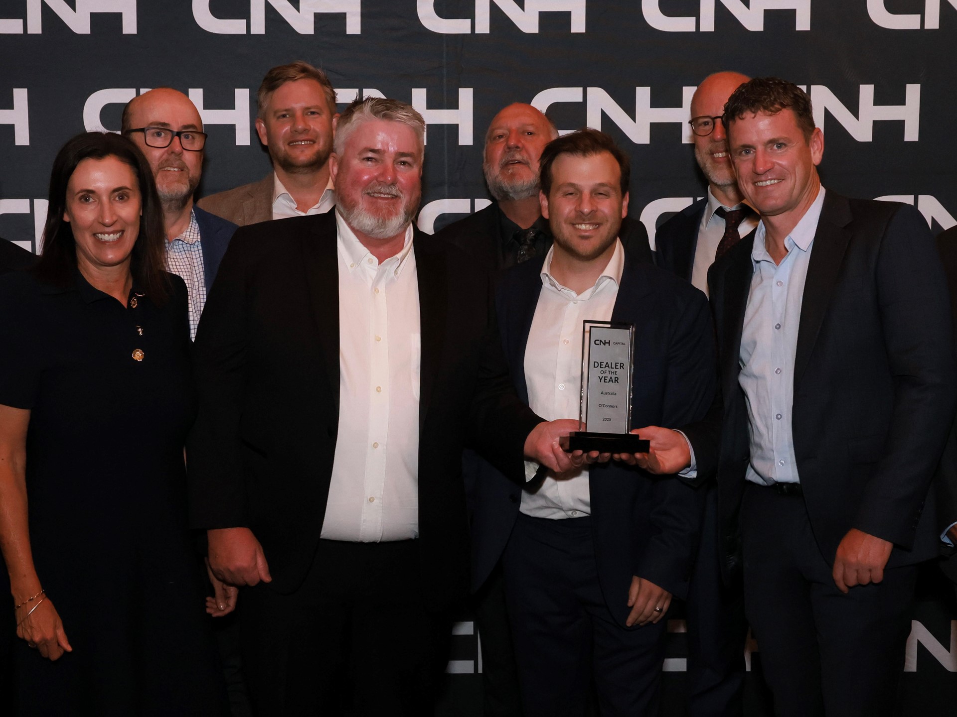 The O Connors team and CNH team celebrating at the Dealer of The Year Awards in Adelaide South Australia