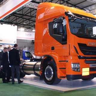CNH Industrial's stand at the NGVA Event in Brussels with the Iveco Stralis