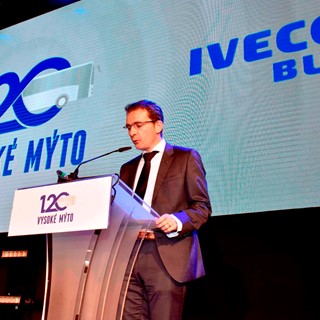 Pierre Lahutte, Iveco Brand President delivers speech at Vysoke Myto anniversary