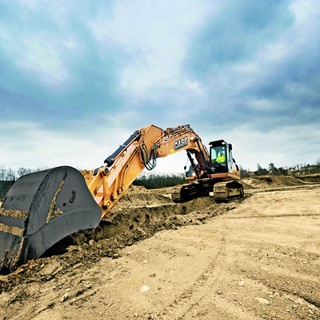 Case CX350C crawler excavator undertraking some long reach excavating work