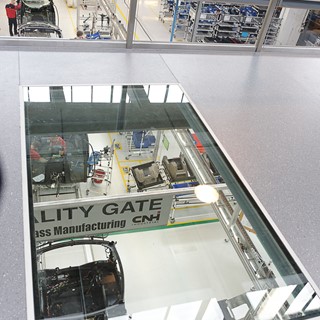 The Skywalk at the St. Valentin Plant gives a bird's eye view of the production line