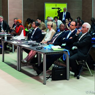 Carlo Lambro (far left) is a panel member and addresses the World Farmers Organisation