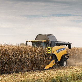 New Holland CR8.80 Combine Harvester in the Field Harvesting Maize