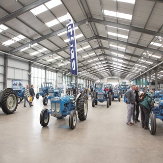 Some of the historic Ford tractors assembled for the Blue Force 1000 event