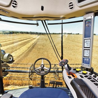 Excellent visibility from the Harvest Suite™ Comfort cab on the TC5.70