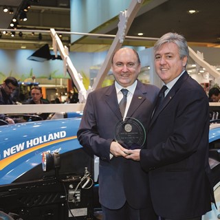 Carlo Lambro and Marco Votta (CEO of Turks Tractors) with the New Holland Agriculture T3F TOTY® 2015 Award