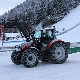 STEYR  4115 Multi Tractor at the Ski Flying Championships in Kulm, Austria